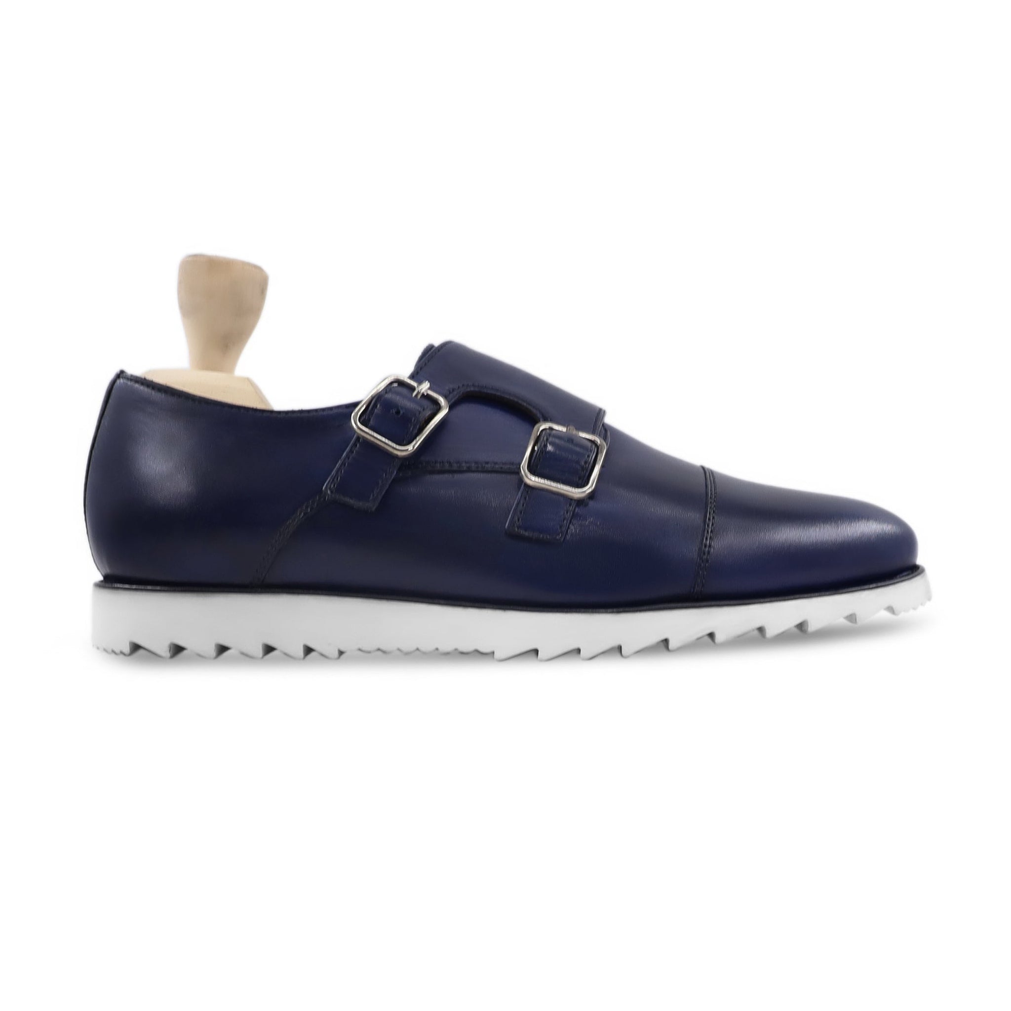 Adria - Men's Dark Blue Calf Leather Double Monkstrap