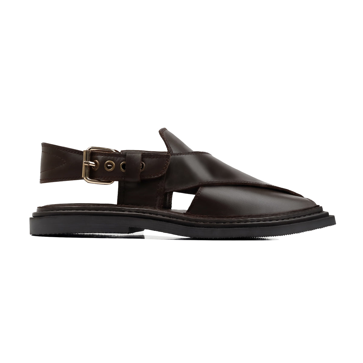Vezno - Men's Dark Brown Calf Leather Sandal - Goodyear Welted