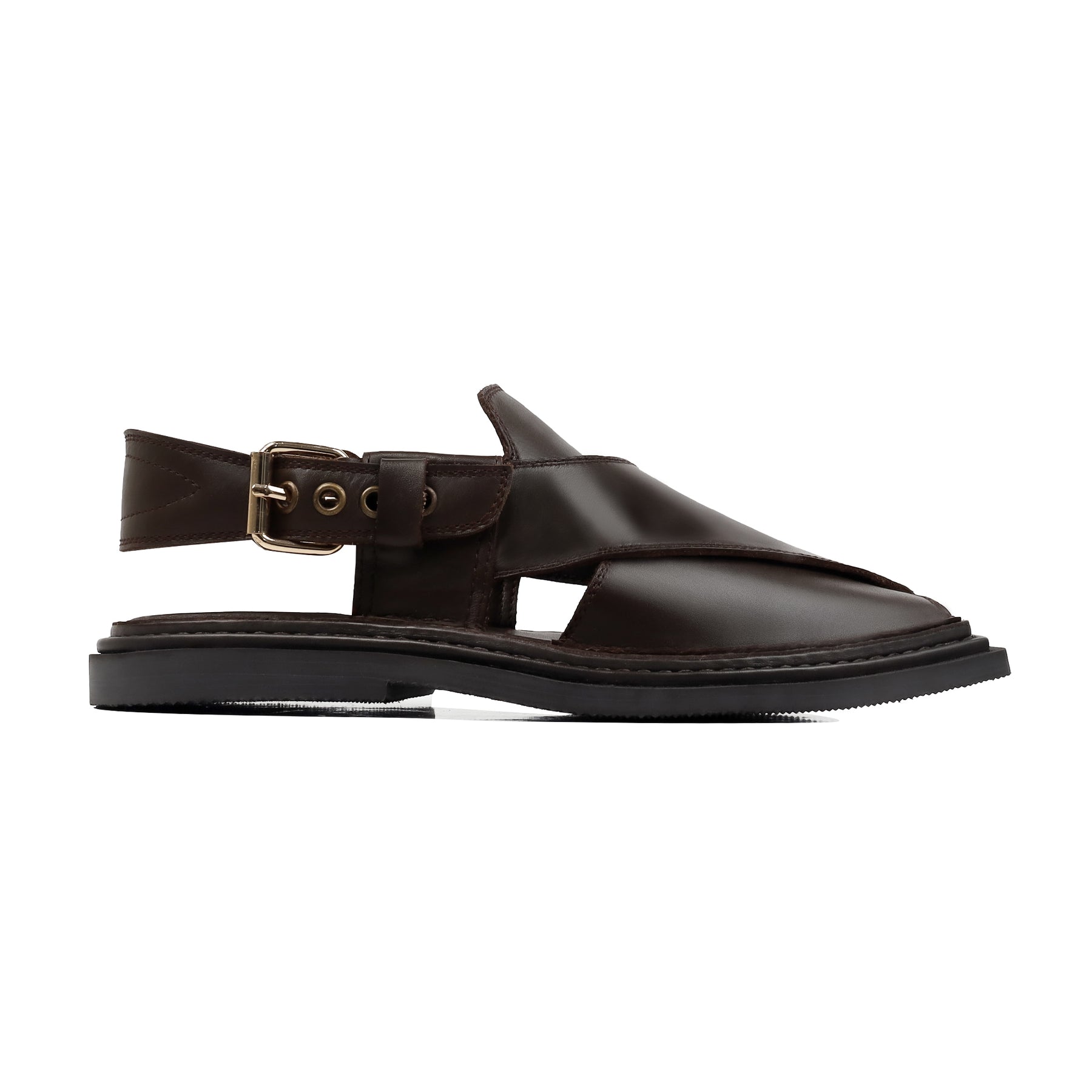 Vezno - Men's Dark Brown Calf Leather Sandal - Goodyear Welted