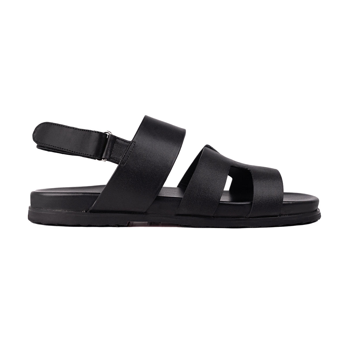 Nathan - Men's Black Calf Leather Sandal