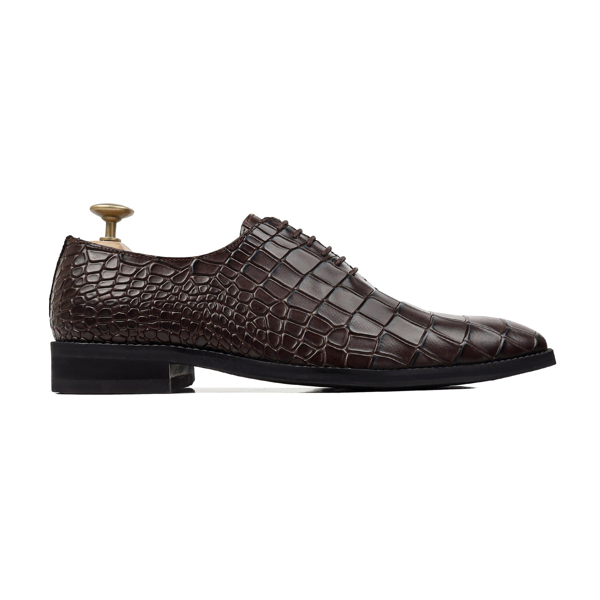 Elvano - Men's Dark Brown Calf Leather Wholecut Shoe
