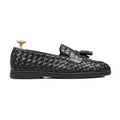 Bralton - Men's Black Hand Woven Calf Leather Loafer