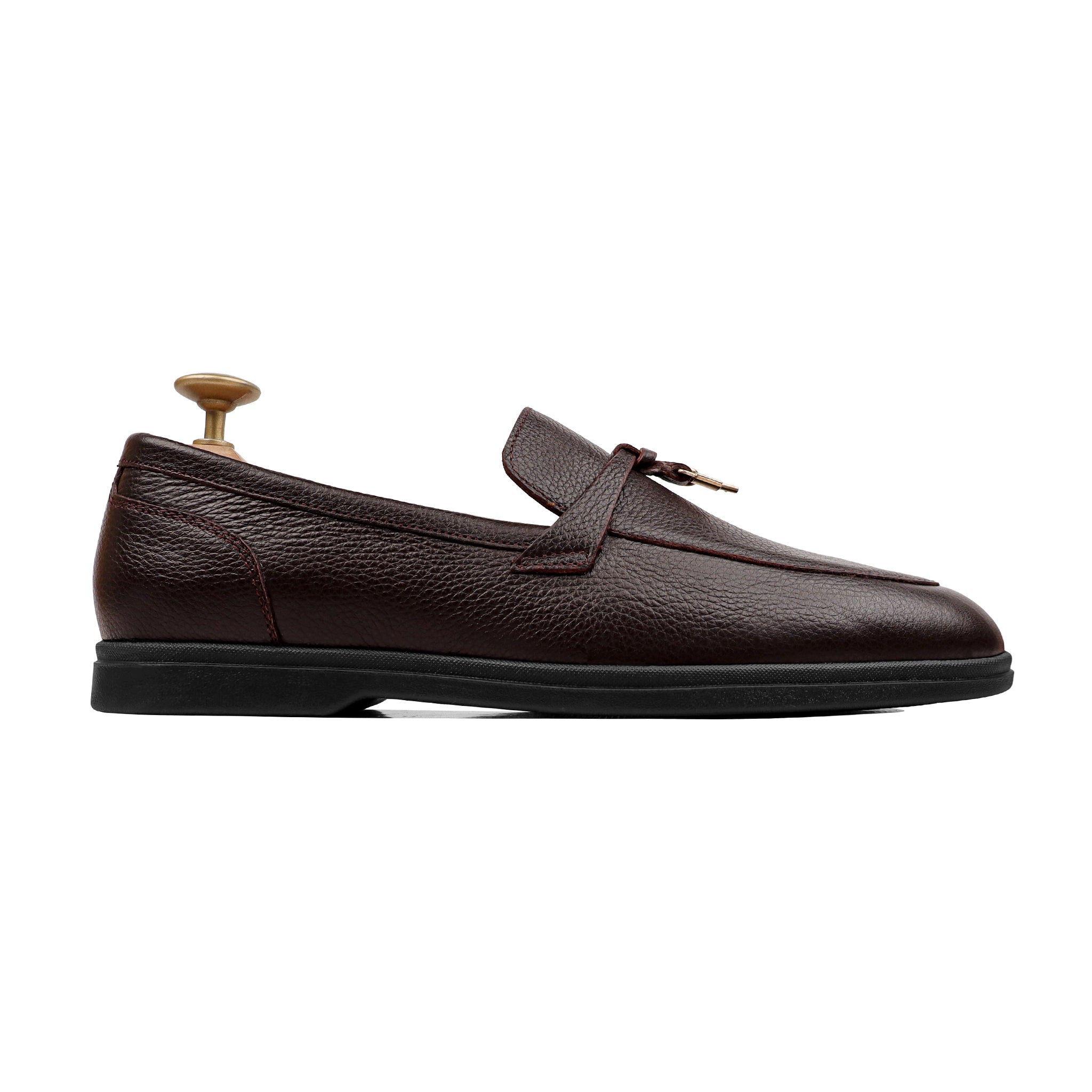 Brent - Men's Dark Brown Pebble Grain Leather Loafer