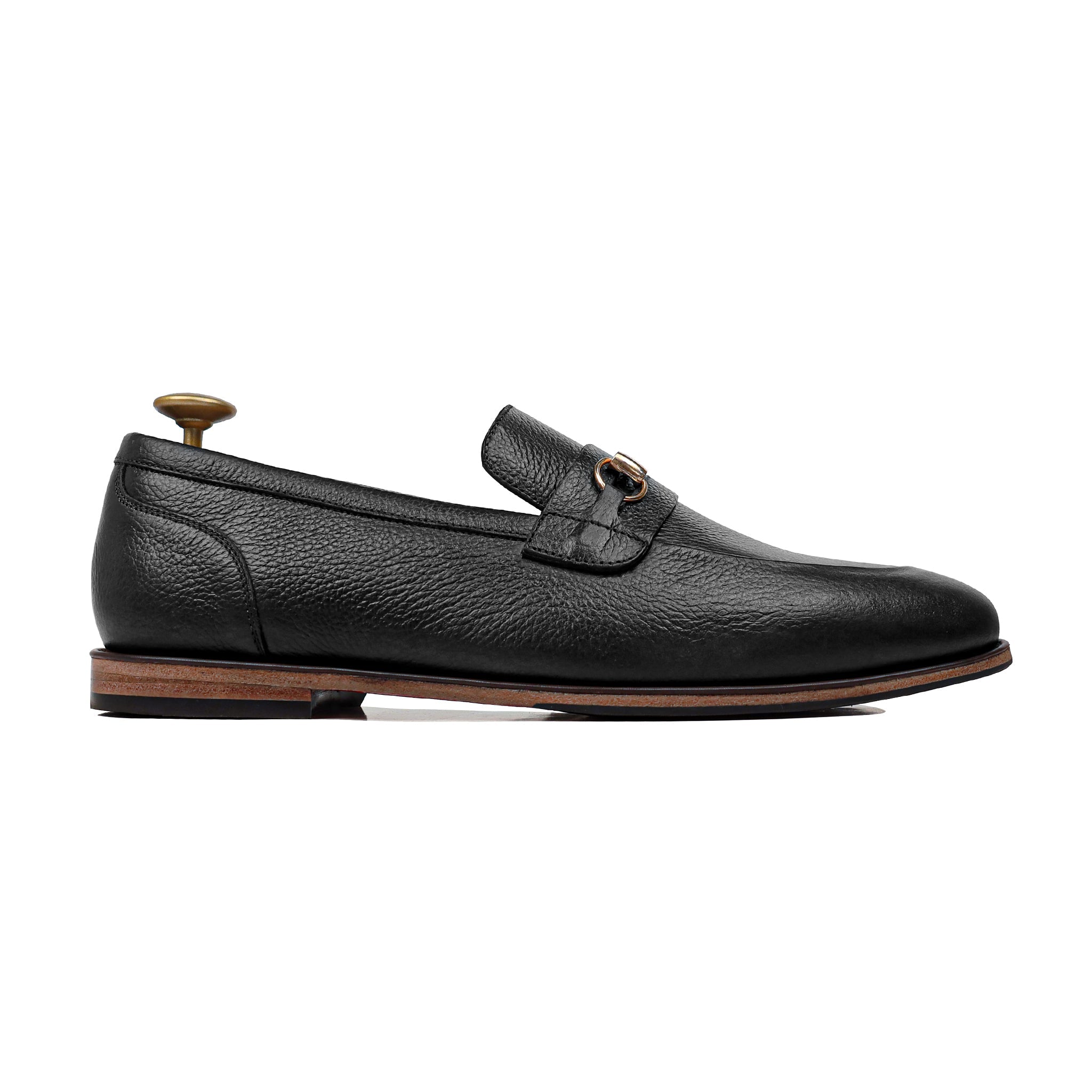 Bronz - Men's Black Pebble Grain Leather Loafer