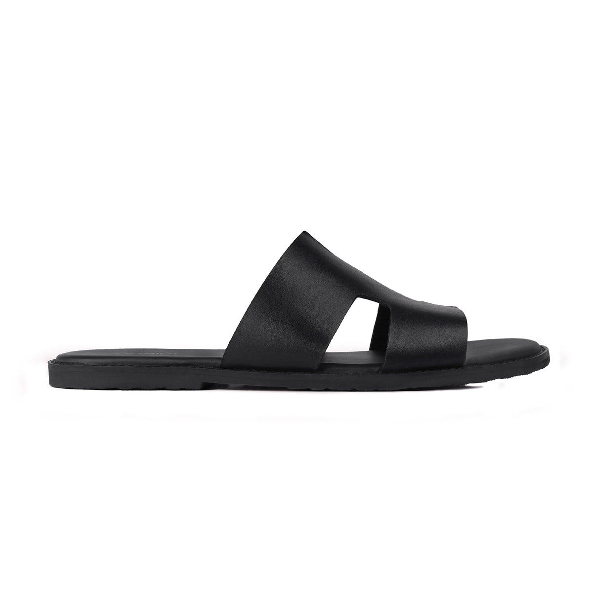 Riko - Men's Black Calf Leather Slipper