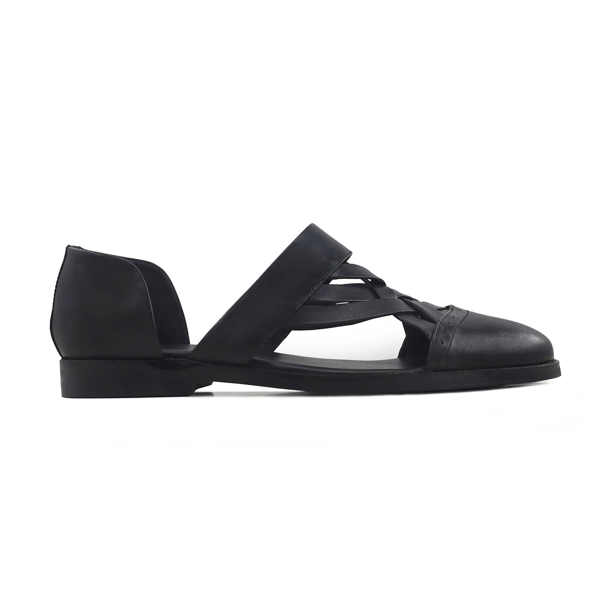 Beom - Men's Black Calf  Leather Sandal