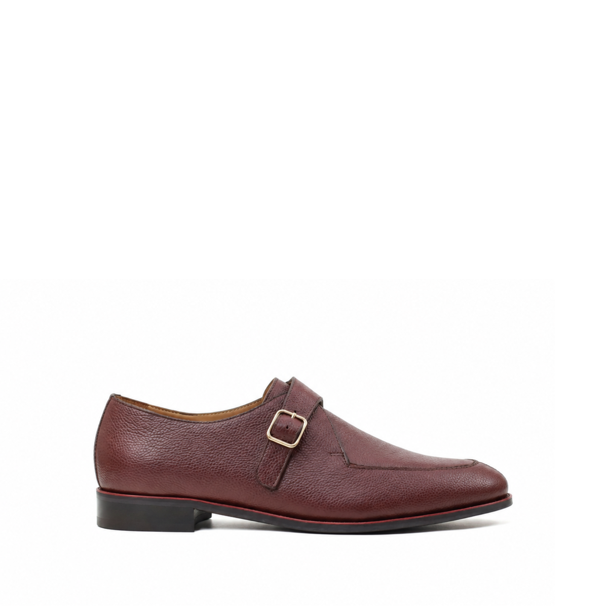Selfoss - Men's Oxblood Pebble Grain Leather Single Monkstrap