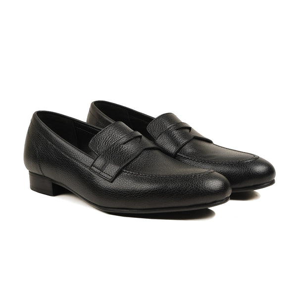 Seth - Men's Black Pebble Grain Leather Loafer