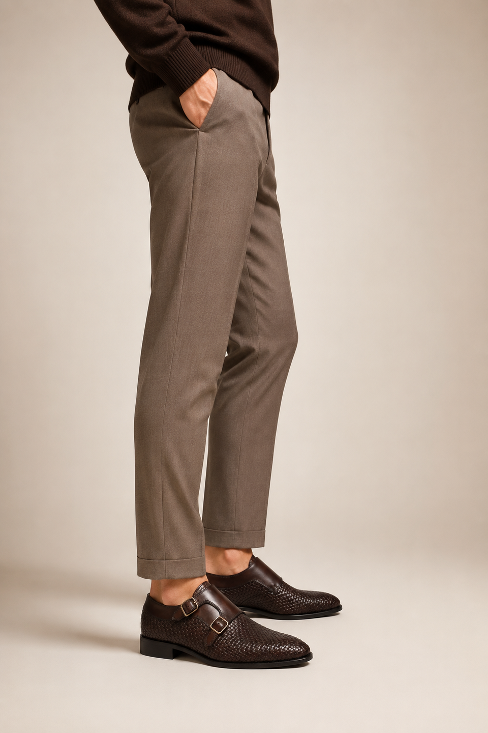 Leona - Men's Dark Brown Hand Woven Calf