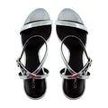 Emilia - Women's Silver Grey High Shine Strapped Heels
