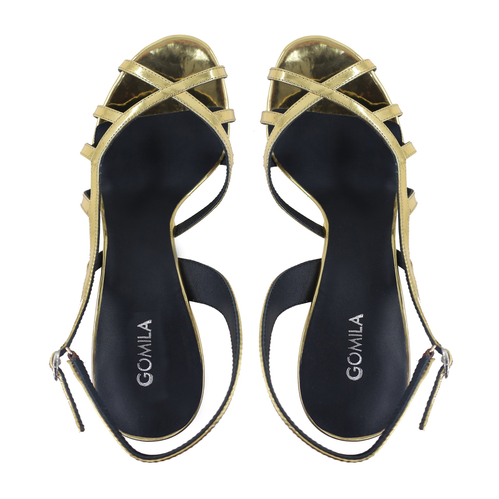 Lily - Women's Golden High Shine Strapped 90mm Heels