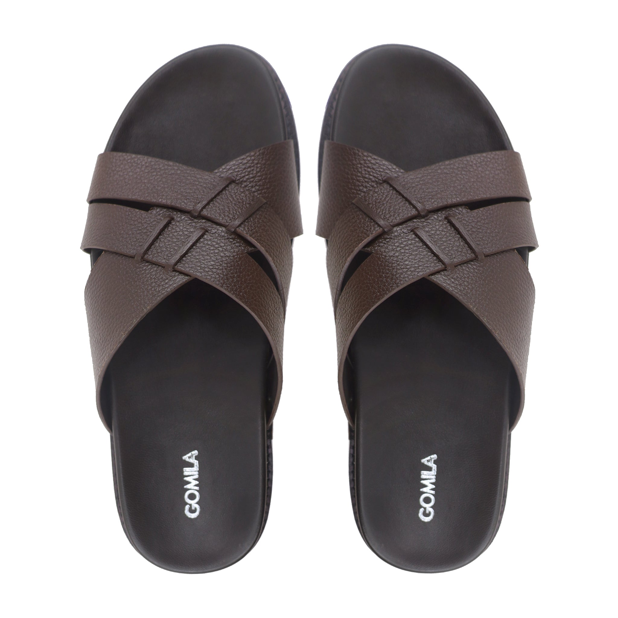 Callum - Men's Dark Brown Pebble Grain Leather Slipper