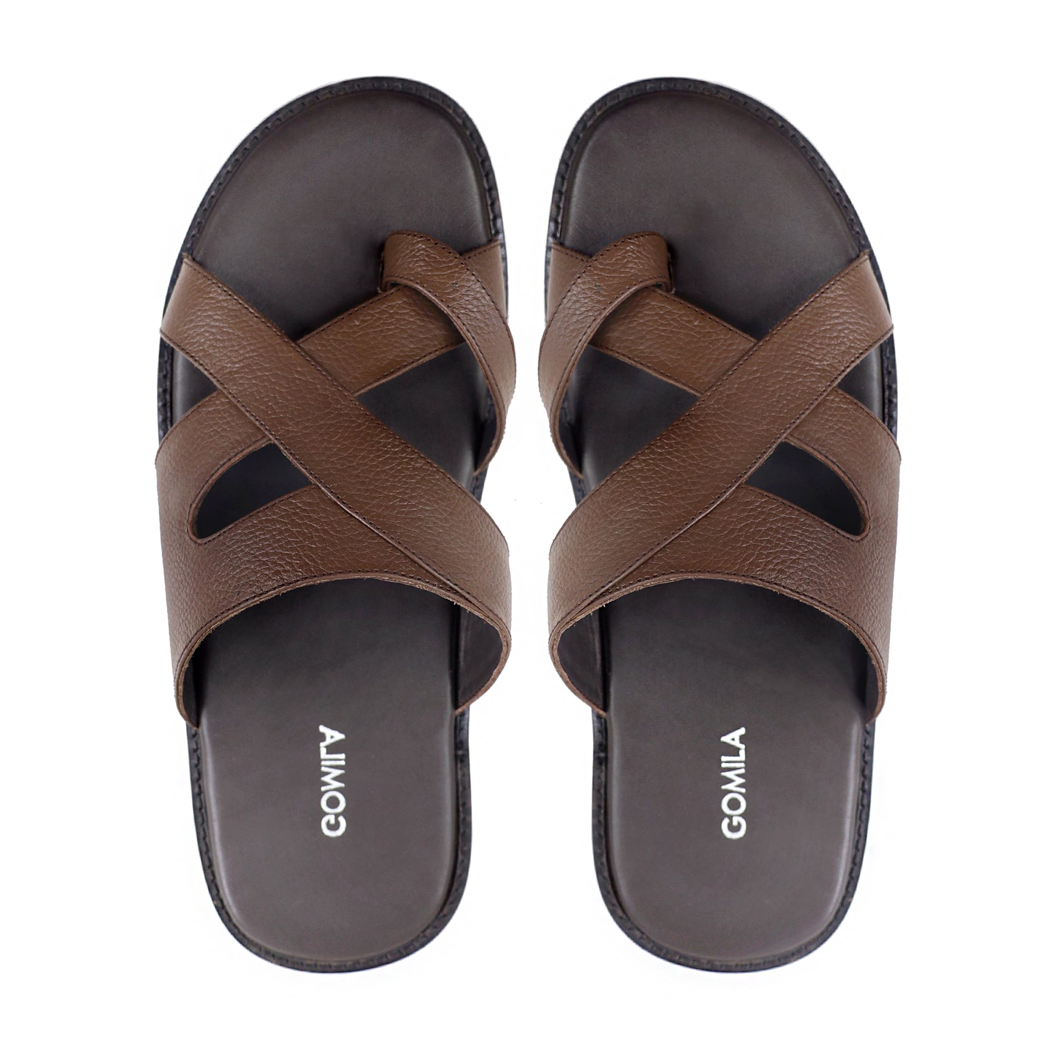 Shugo - Men's Dark Brown Pebble Grain Leather Slipper