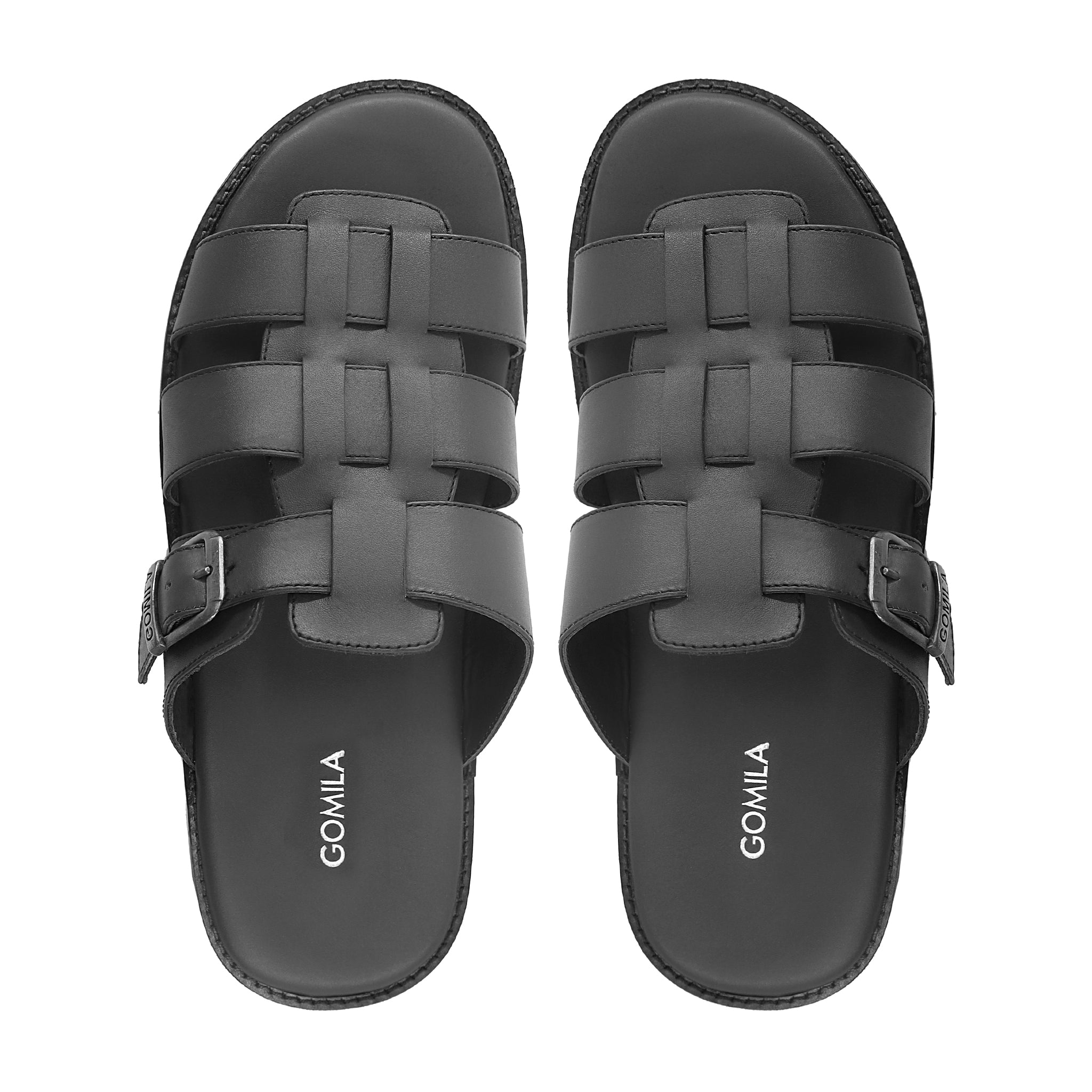 Ackley - Men's Black Calf Leather Slipper