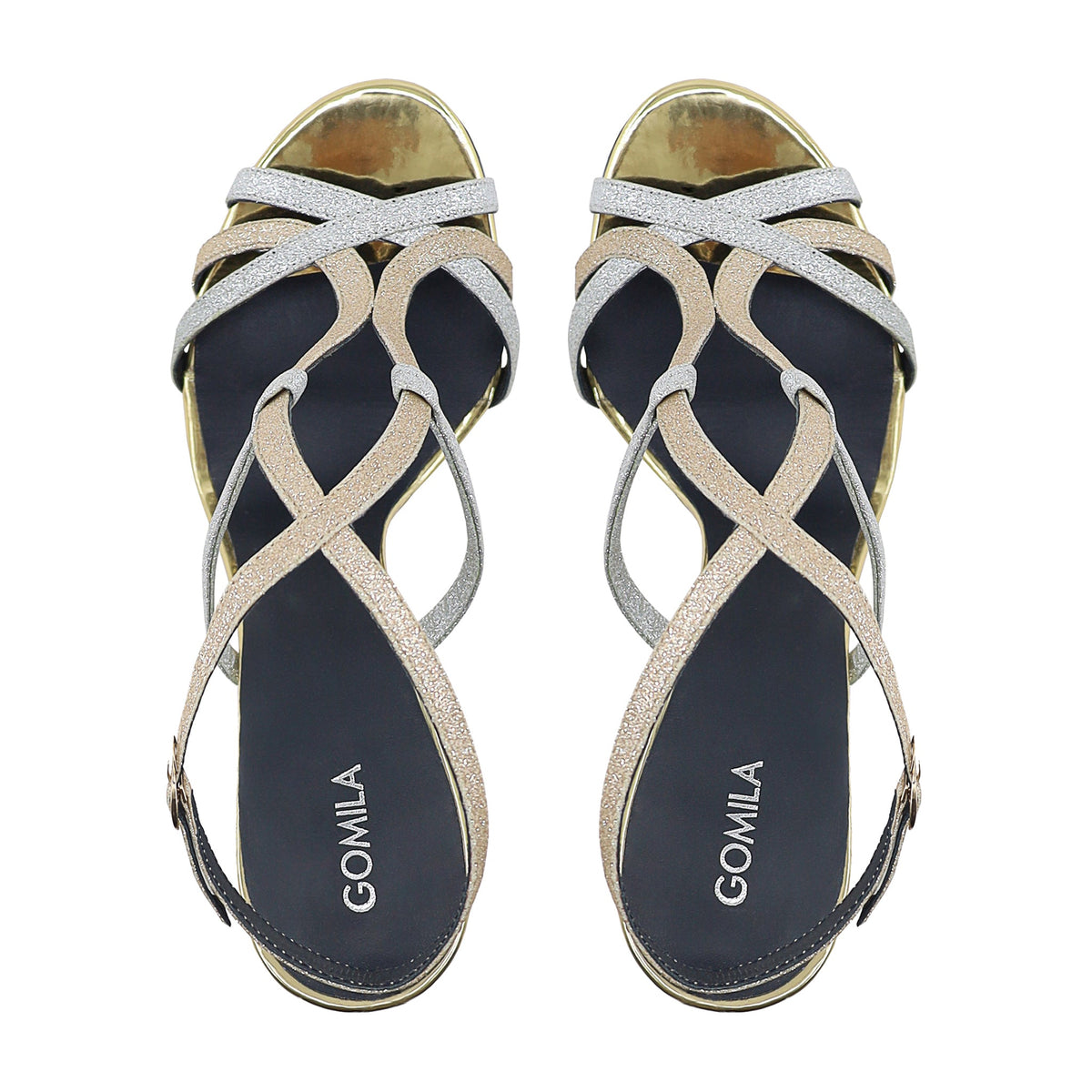 Luana - Women's Silver and Golden Strapped Heels