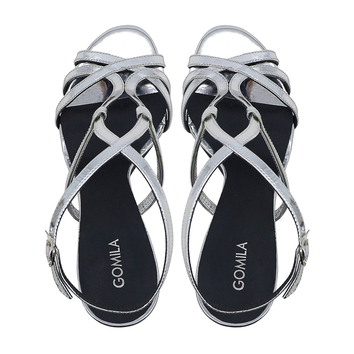 Luana - Women's Silver High Shine Strapped Heels