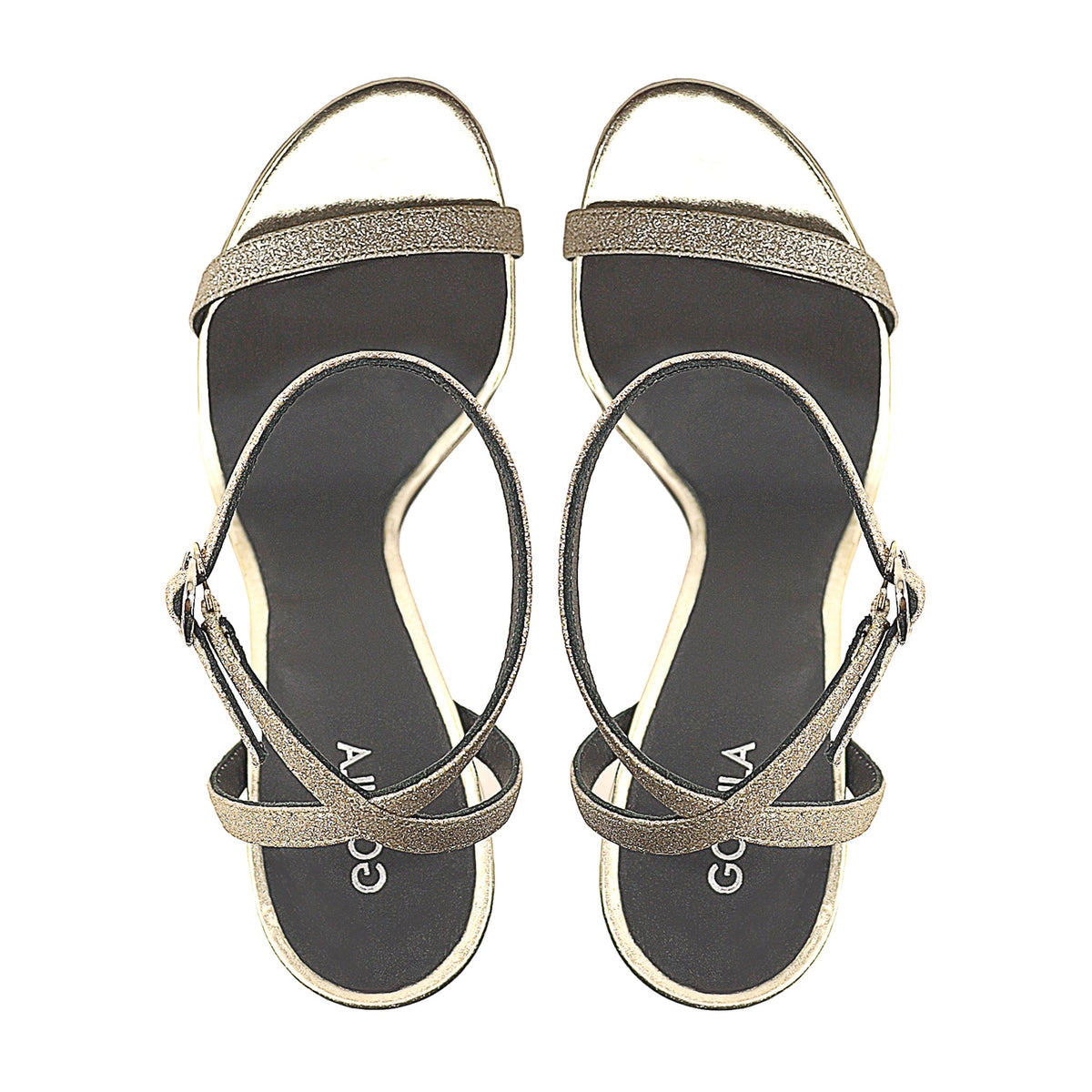 Emilia - Women's Golden Strapped Heels