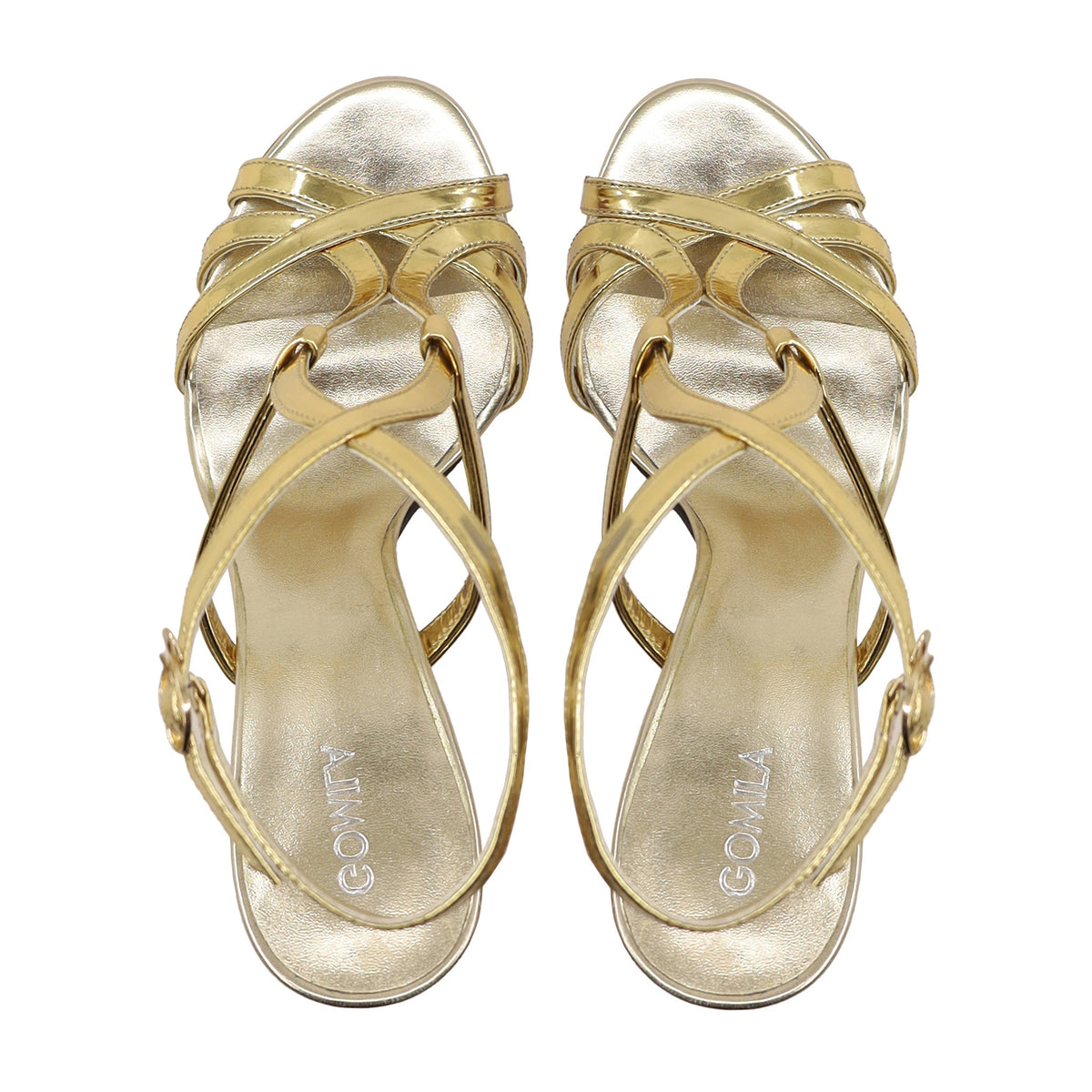 Luana - Women's Golden High Shine Strapped Heels