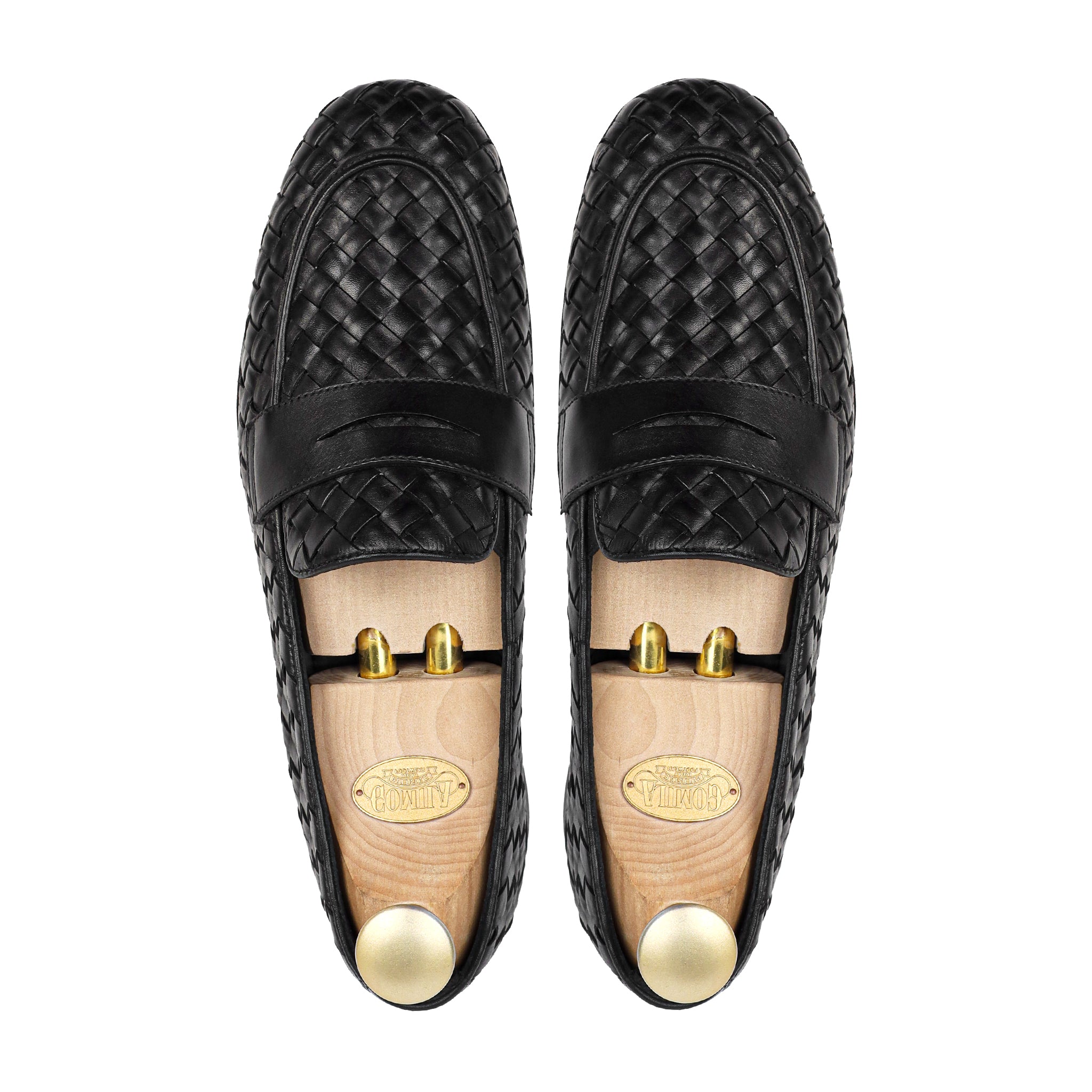 Velmora- Men's Black Hand Woven Calf Leather Loafer