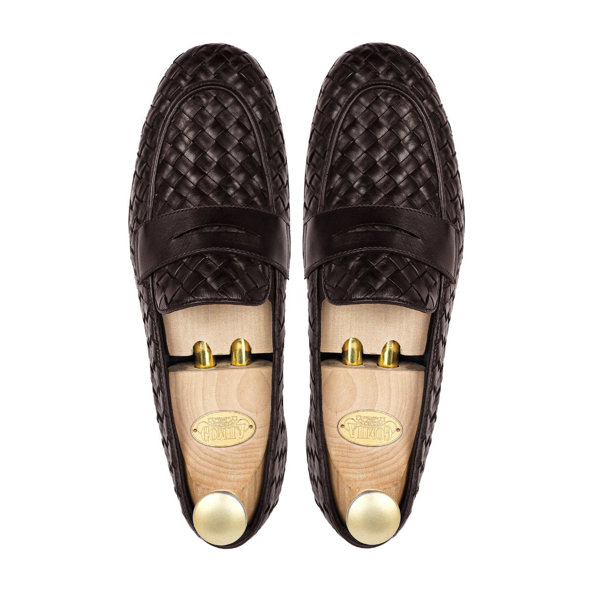 Velmora- Men's Dark Brown Hand Woven Calf Leather Loafer