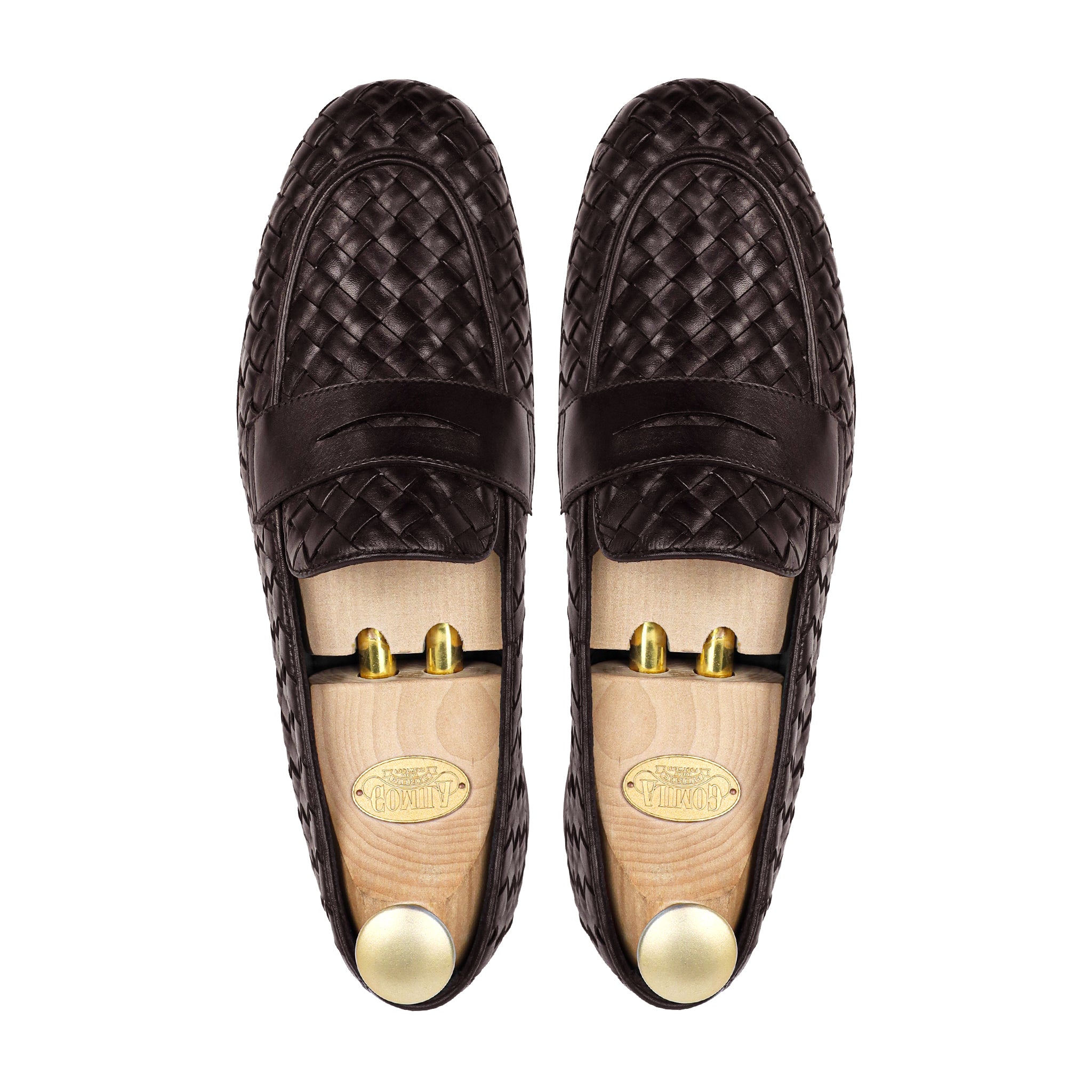 Velmora- Men's Dark Brown Hand Woven Calf Leather Loafer