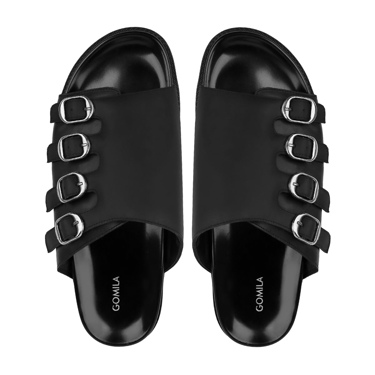Nero - Men's Black Calf Leather Slipper