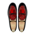 Avero - Men's Black Patent and  Red Suede Hand Woven  Leather Loafer