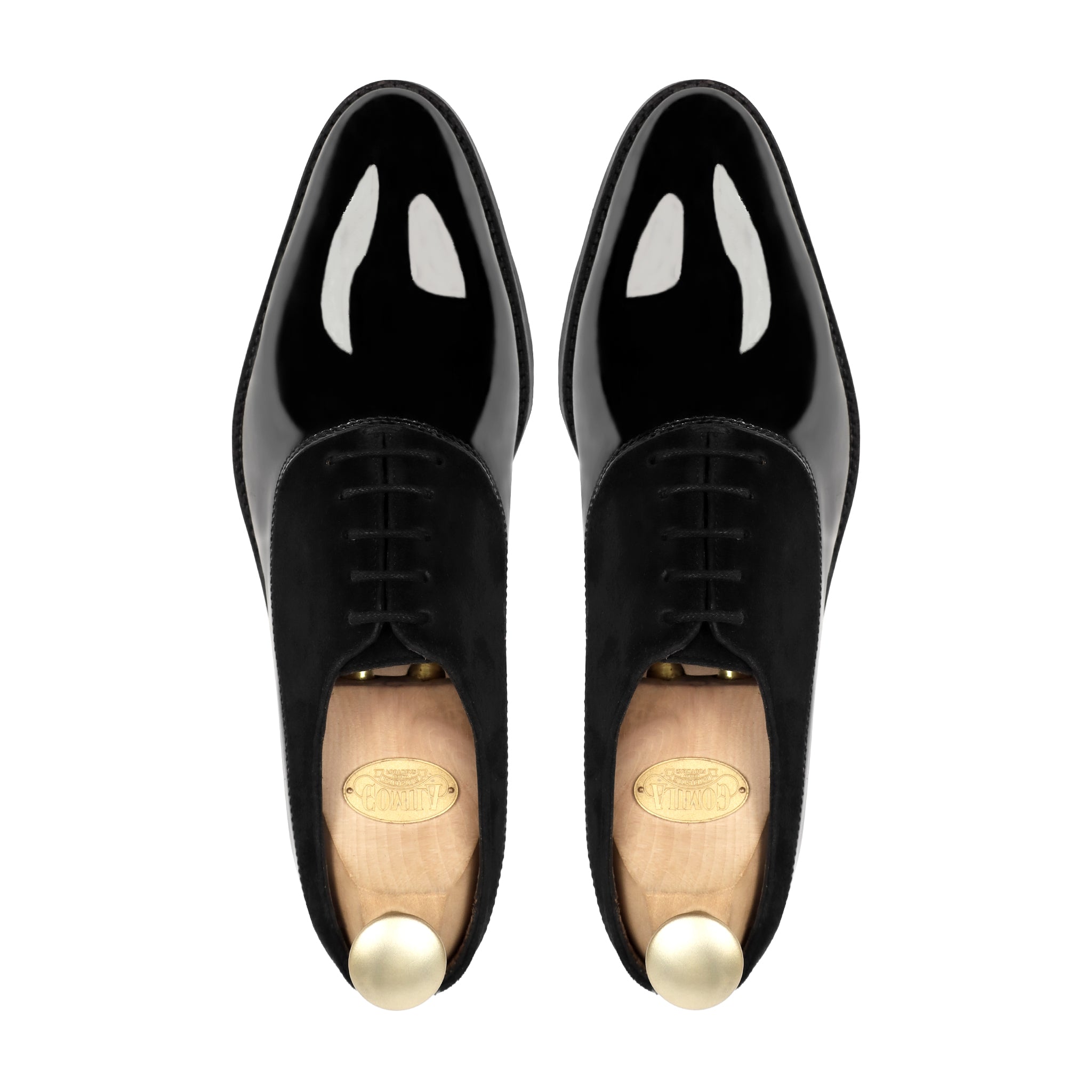 Aristo - Men's Black Patent Leather and Kid Suede Oxford Shoe