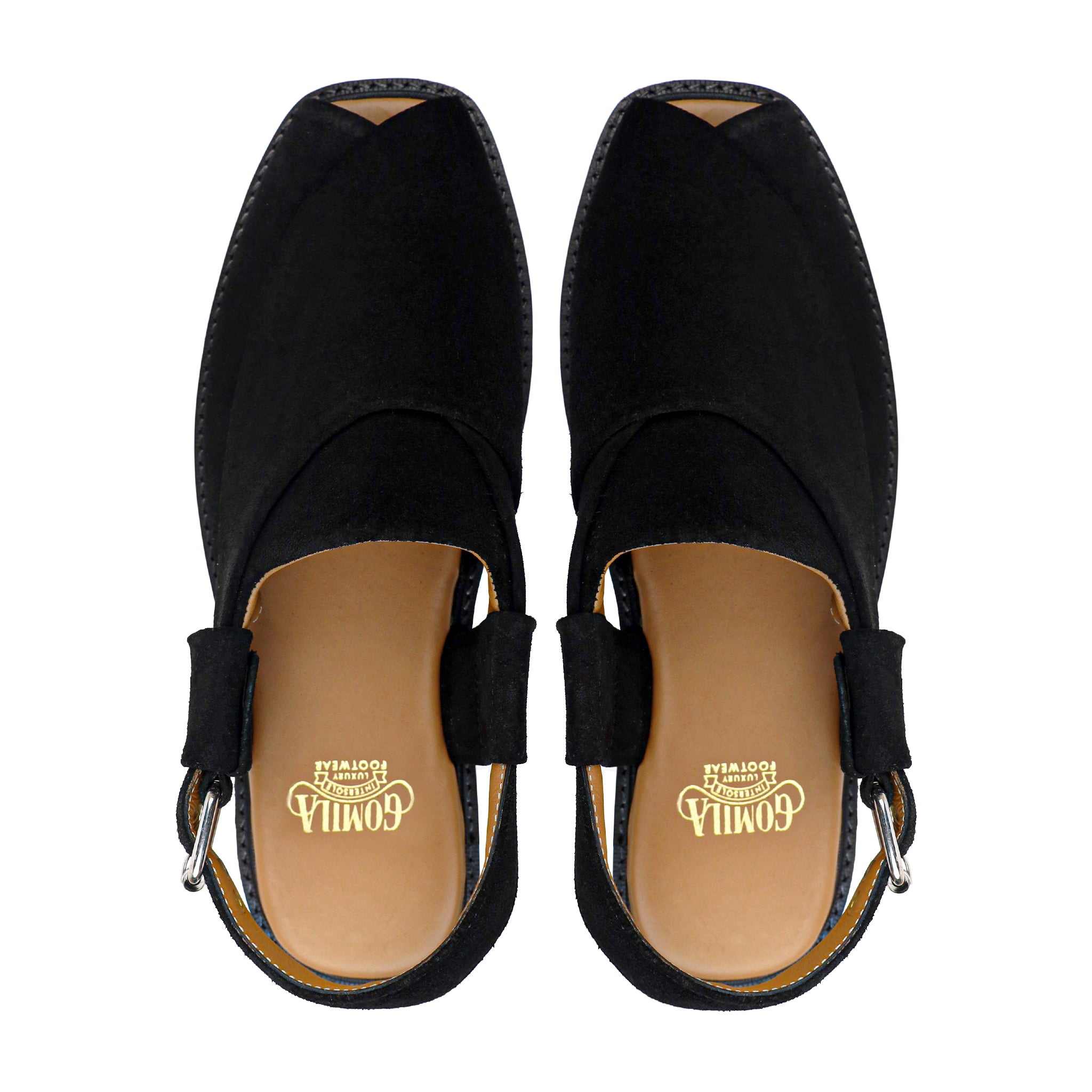 Nikki - Men's Black Kid Suede Sandal