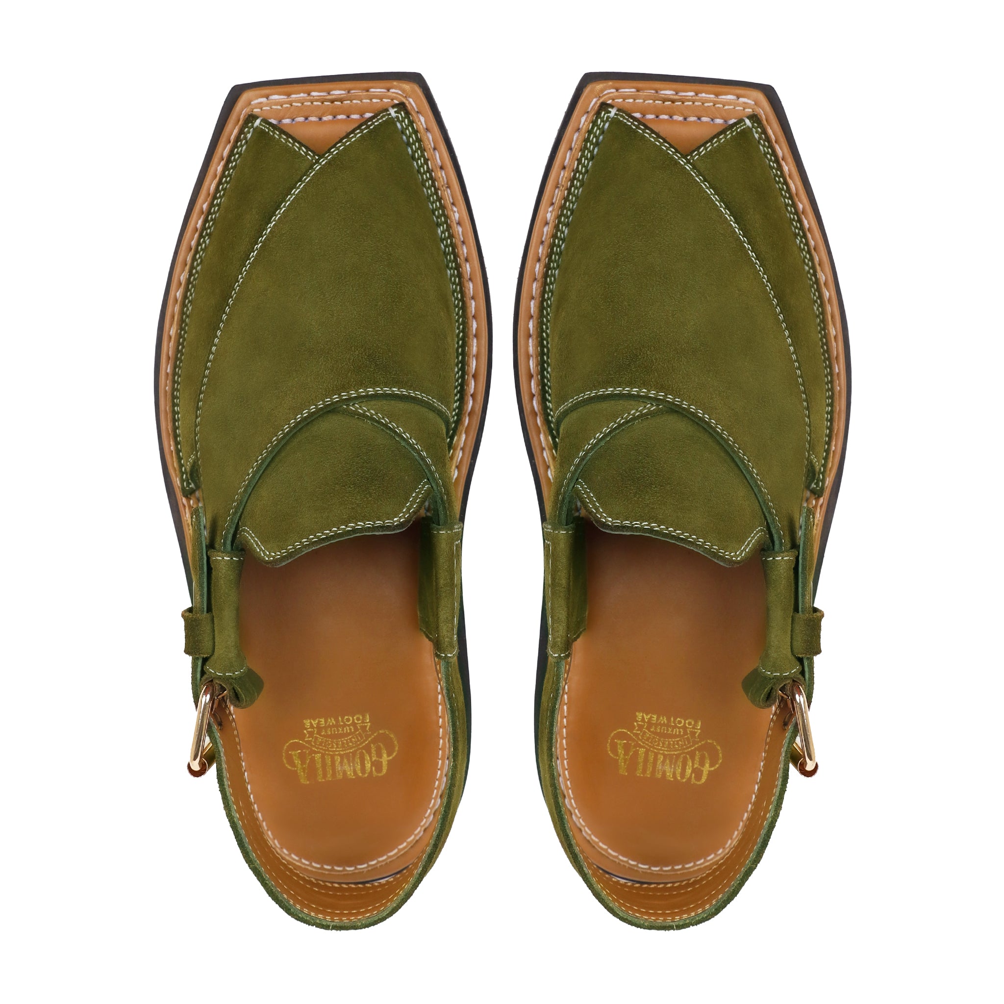 Lige - Men's Olive Green Kid Suede Sandal