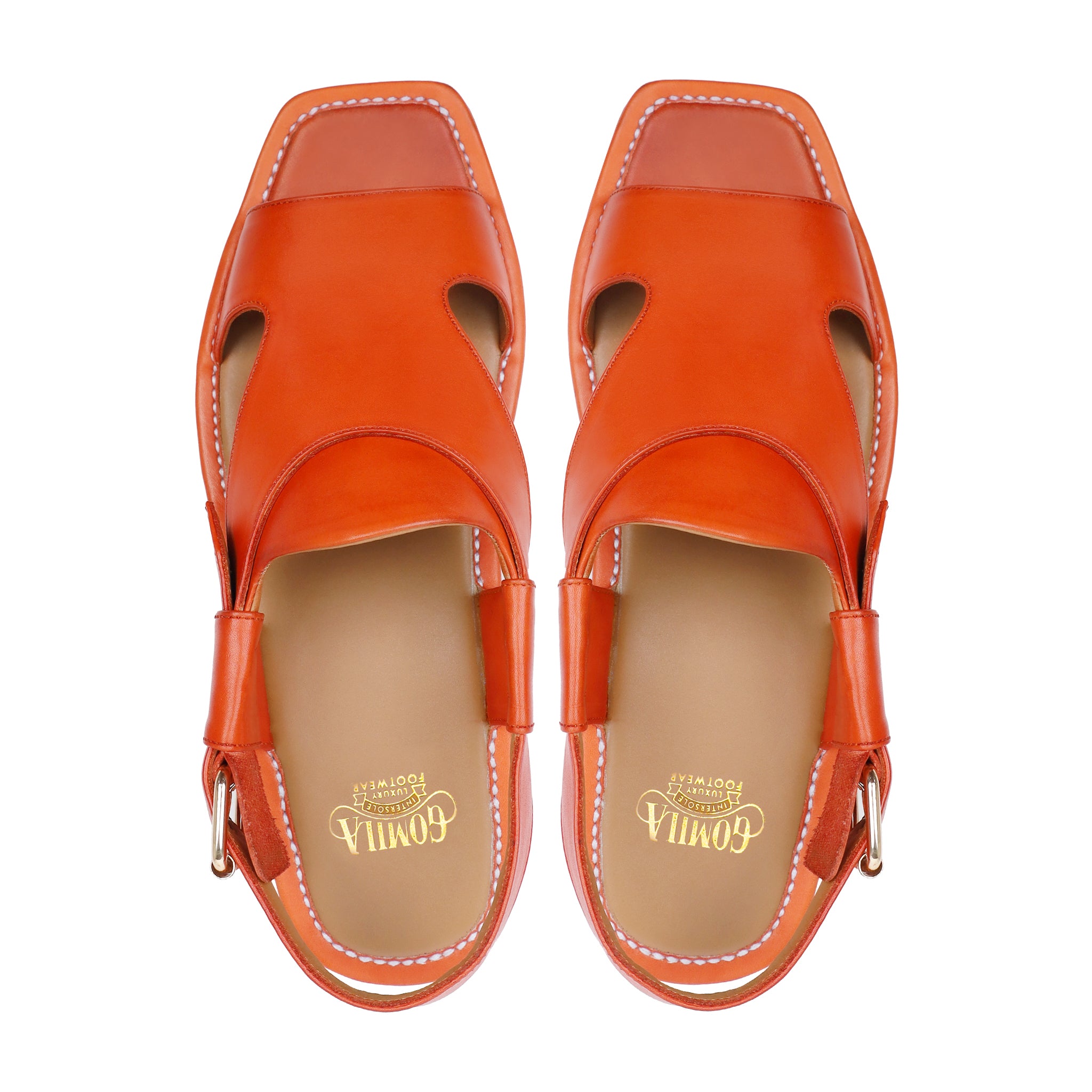 Zyra - Men's Orange Calf Leather Sandal