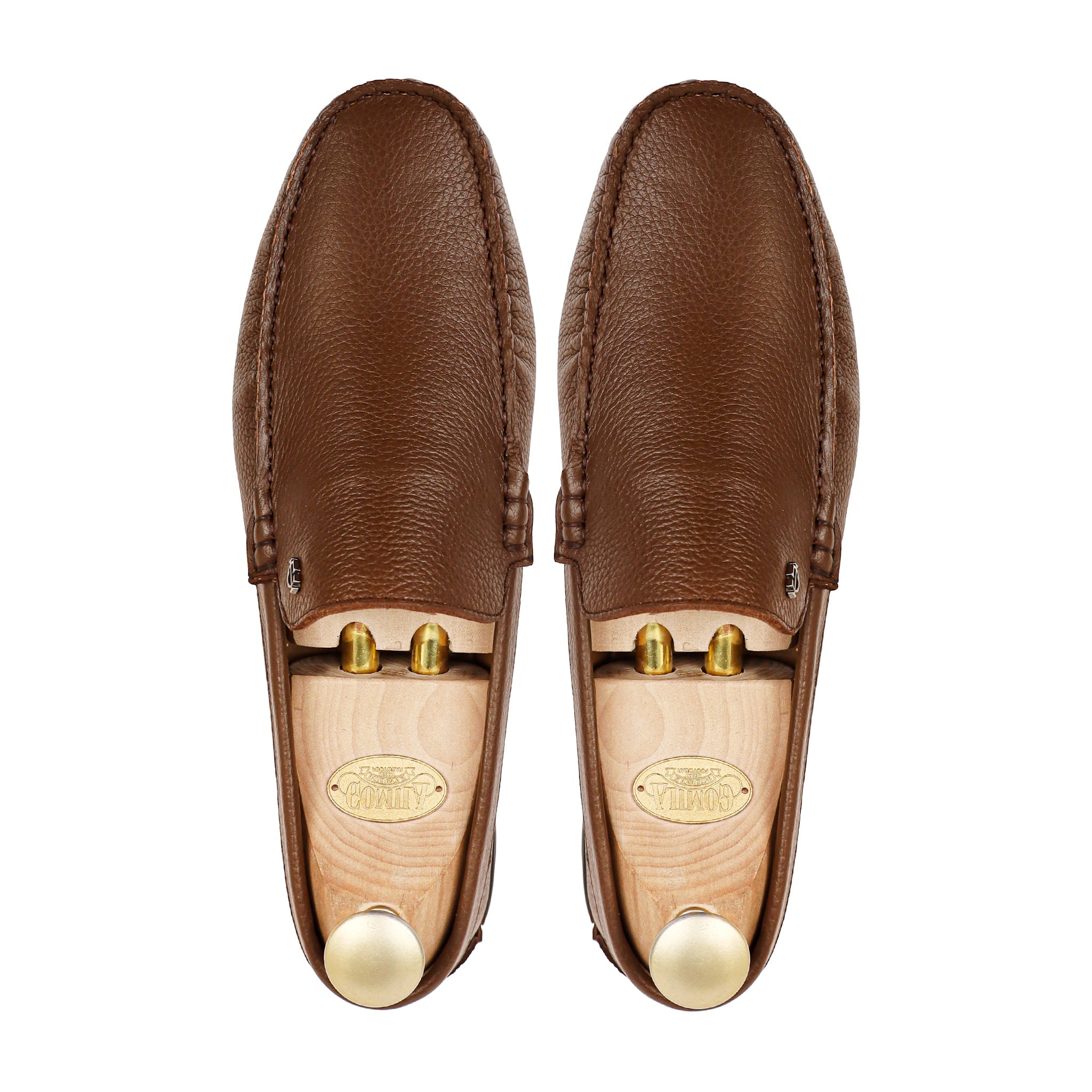 luis - Men's Brown Pebble Grain Leather Driver Shoe