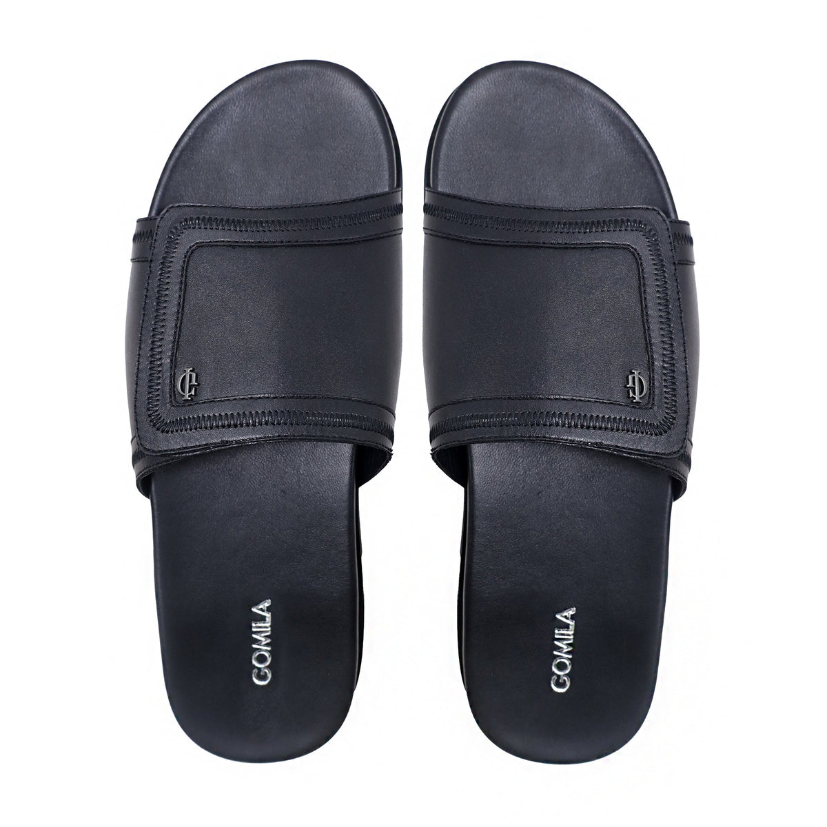 Nuvia - Men's Black Calf Leather Slipper
