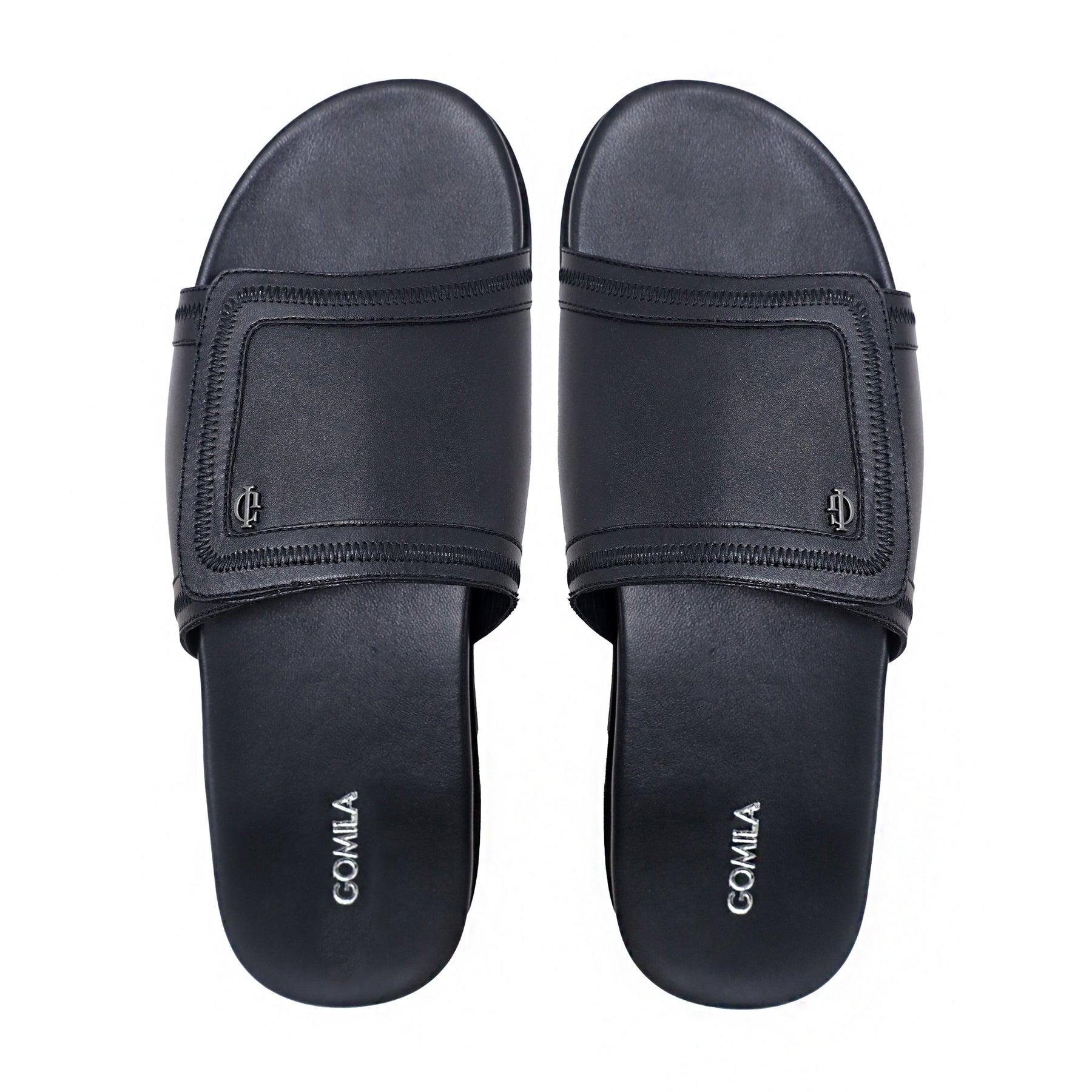 Nuvia - Men's Black Calf Leather Slipper