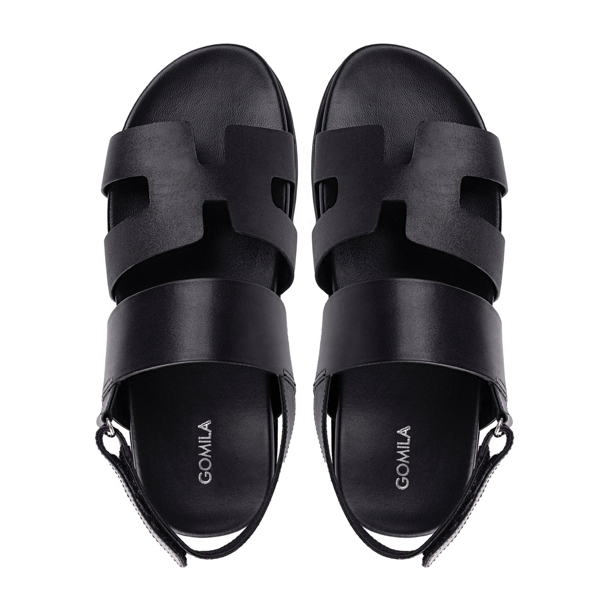 Nathan - Men's Black Calf Leather Sandal