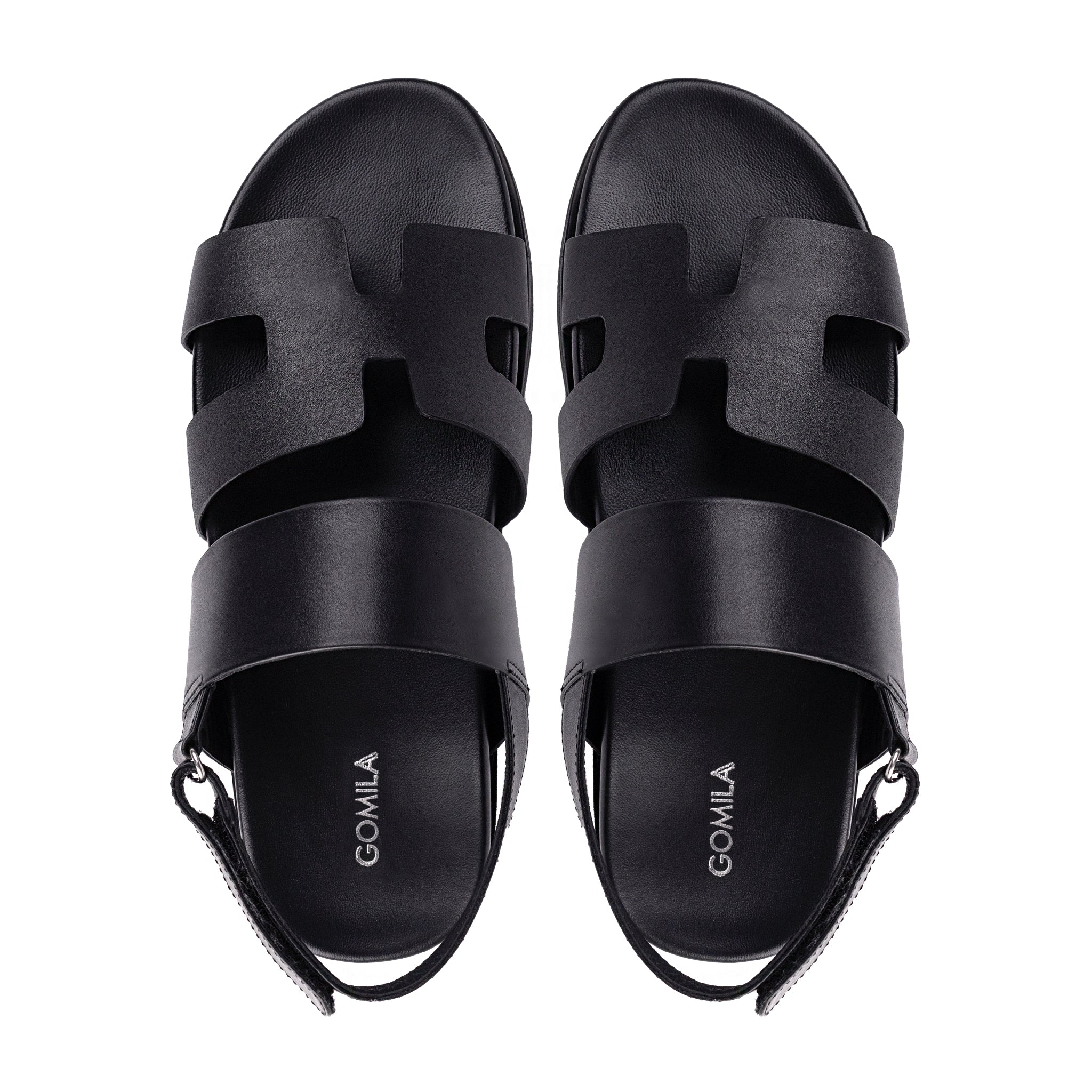 Nathan - Men's Black Calf Leather Sandal