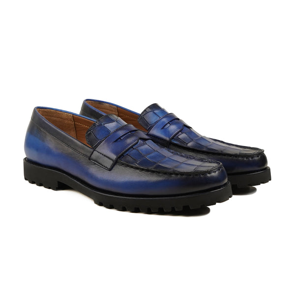 Tajimi - Men's Burnished Blue Calf Leather Loafer