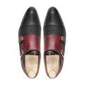 Upplands - Men's Oxblood and Black Hand Woven Calf Leather Double Monkstrap