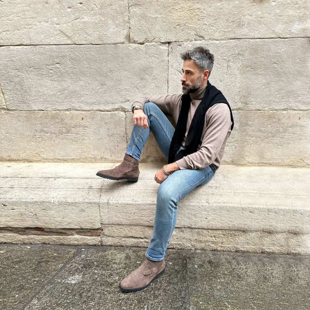 Ember Mens Dark Brown Kid Suede Jodhpur Boot