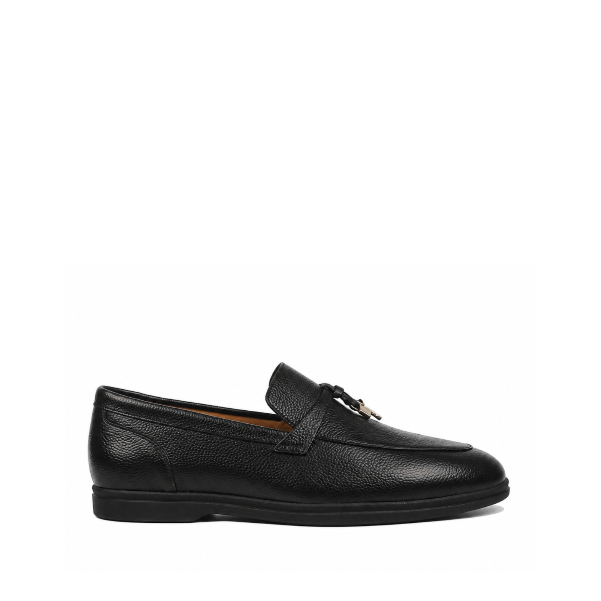 Brent - Men's Black Pebble Grain Leather Loafer