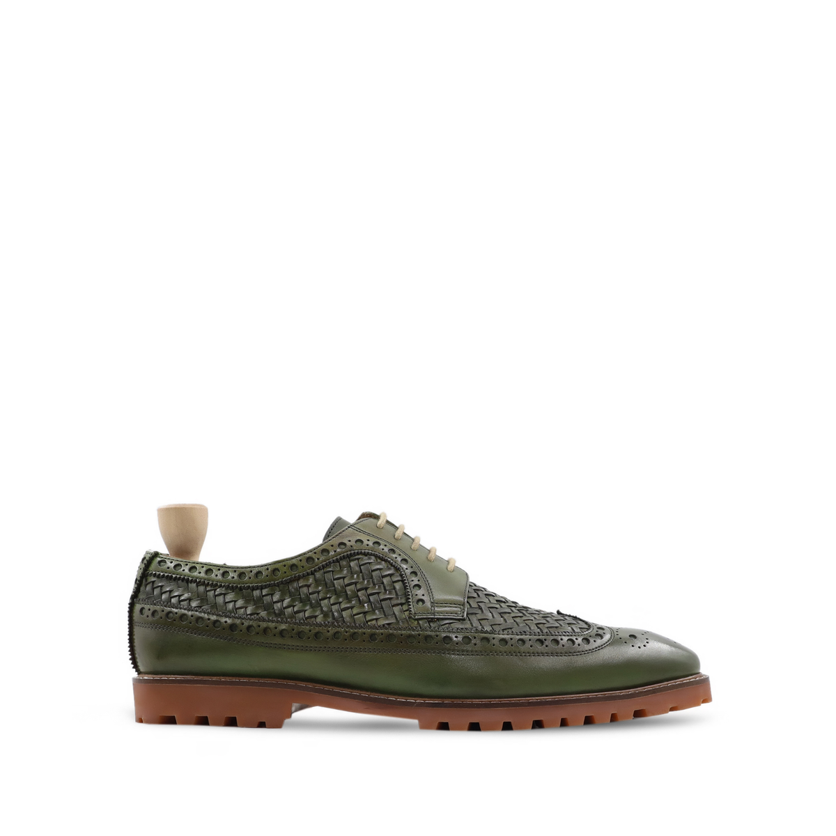 Valencia - Men's Green Calf and Hand Woven Calf Leather Derby Shoe