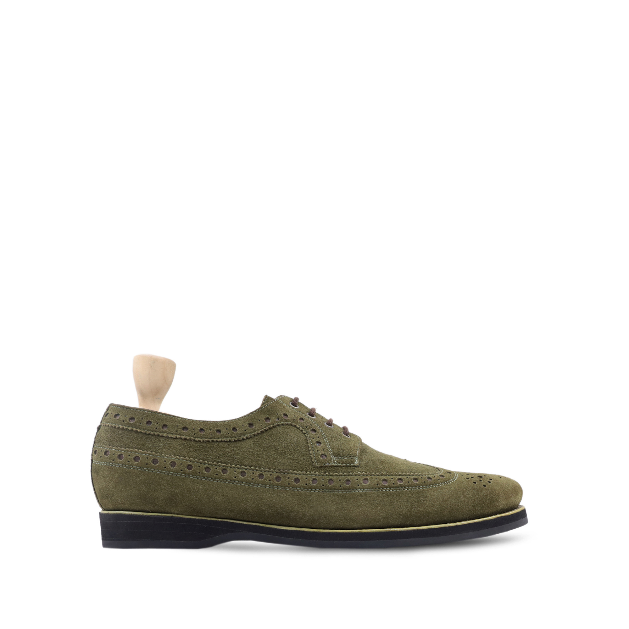 Vanesa - Men's Olive Green Kid Suede Derby Shoe