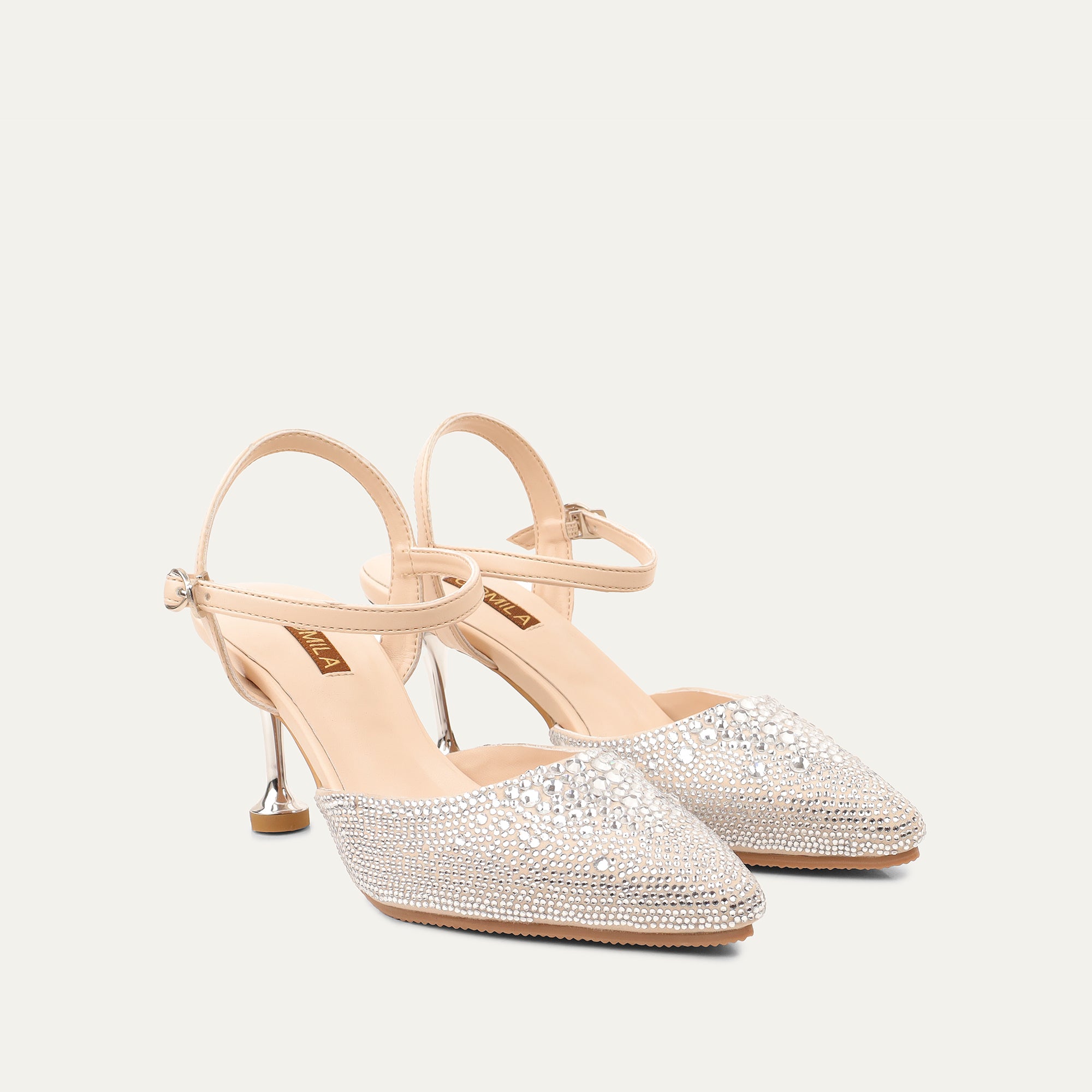 Vanessa - Women’s Champagne Rhinestone Heels