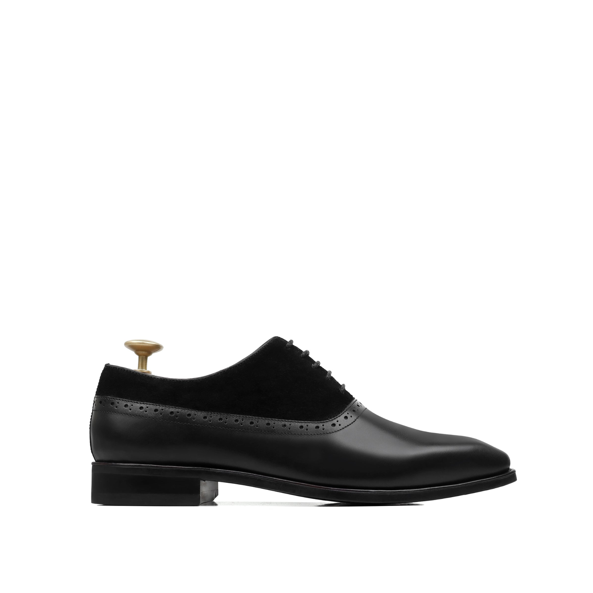Velox - Men's Black Kid Suede and Calf Leather Oxford Shoe