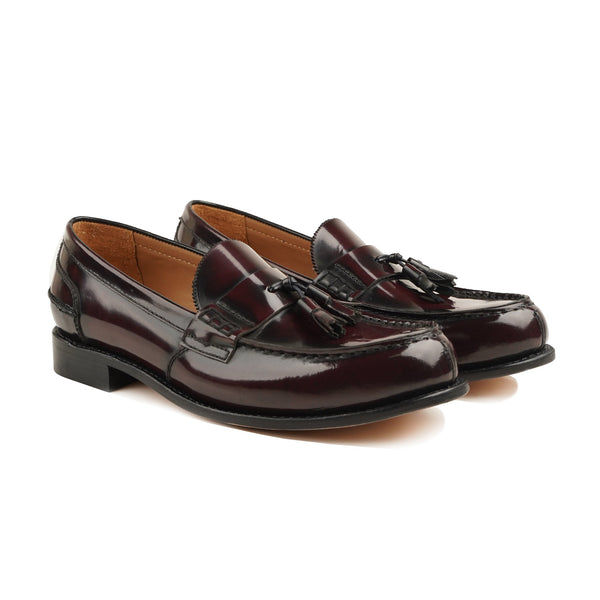 Verona - Men's Burgendy Box Leather High Shine Loafer