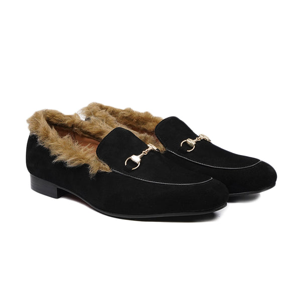 Yaizu - Men's Black Kid Suede Loafer