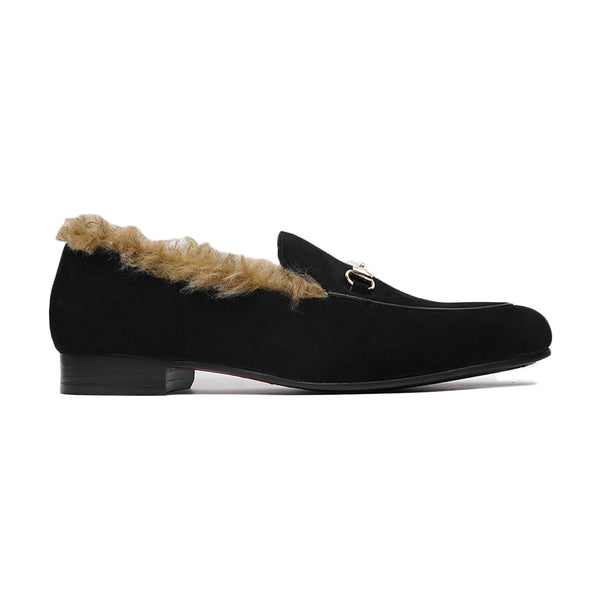 Yaizu - Men's Black Kid Suede Loafer