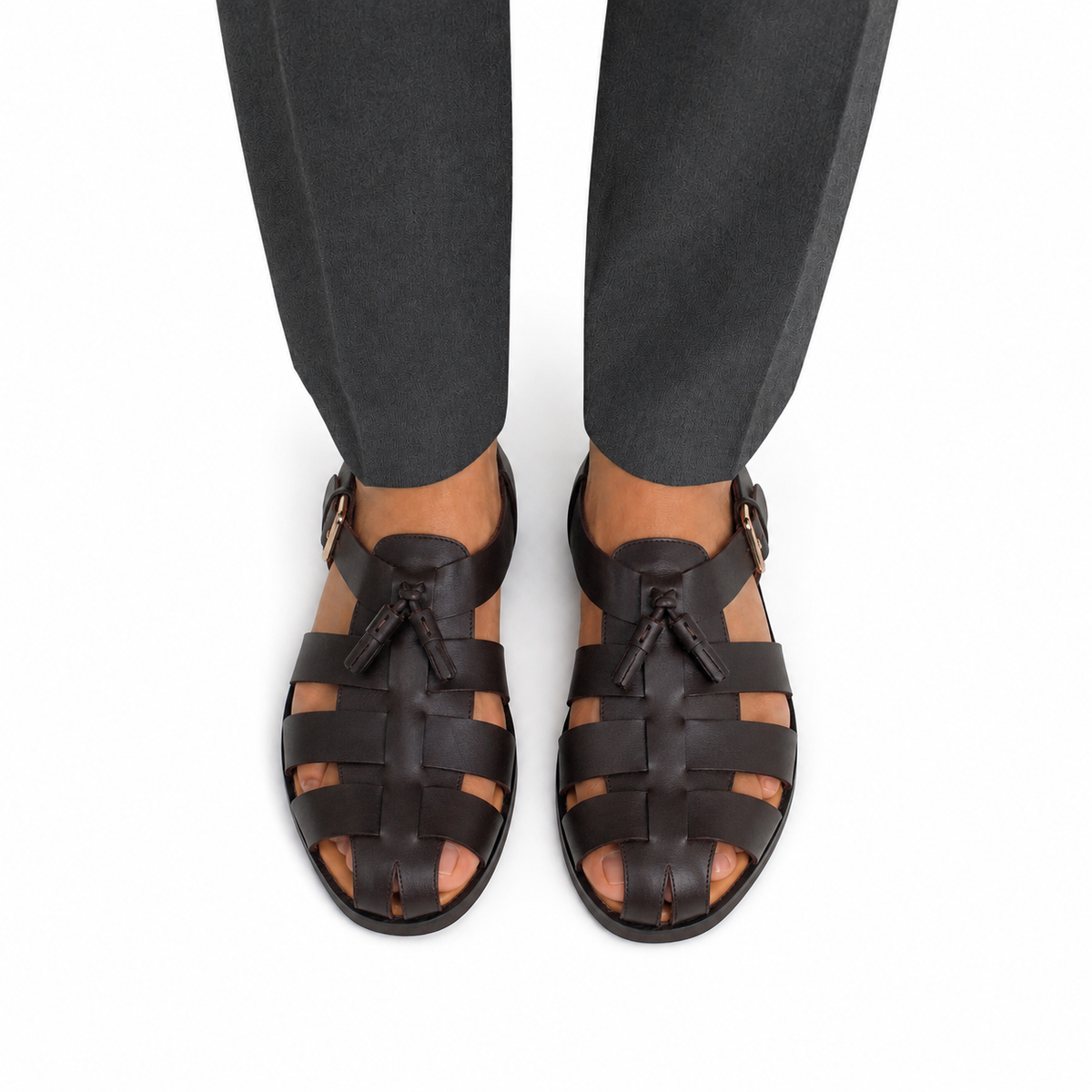 Zilpah - Men's Dark Brown Calf Leather Sandal