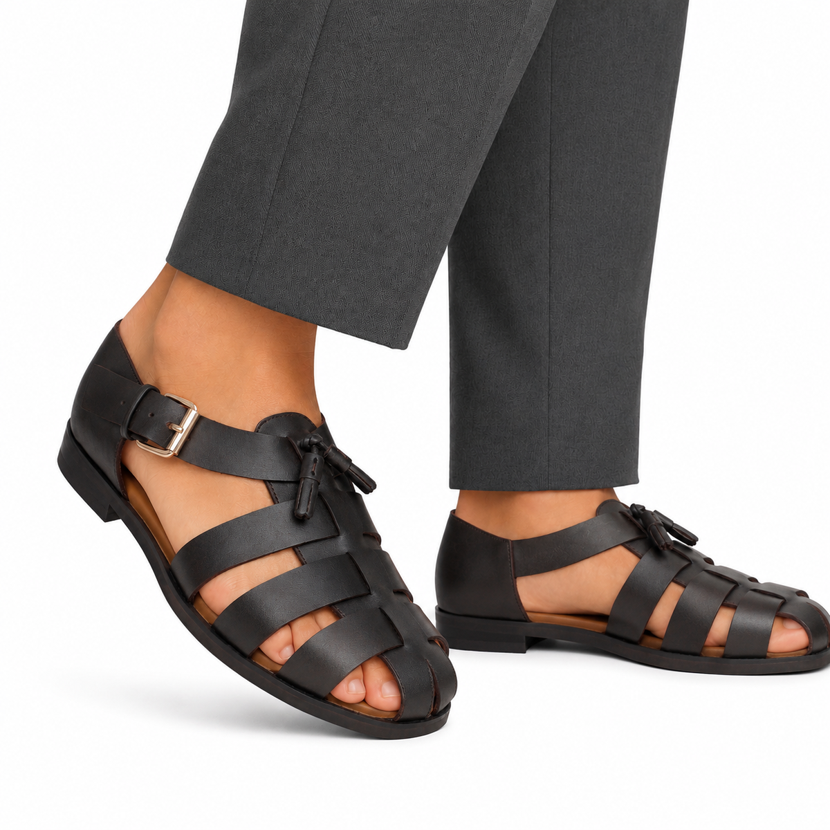 Zilpah - Men's Dark Brown Calf Leather Sandal