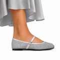 Zoey - Women's Silver Embroidery Pump